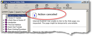 CHM File Action Canceled